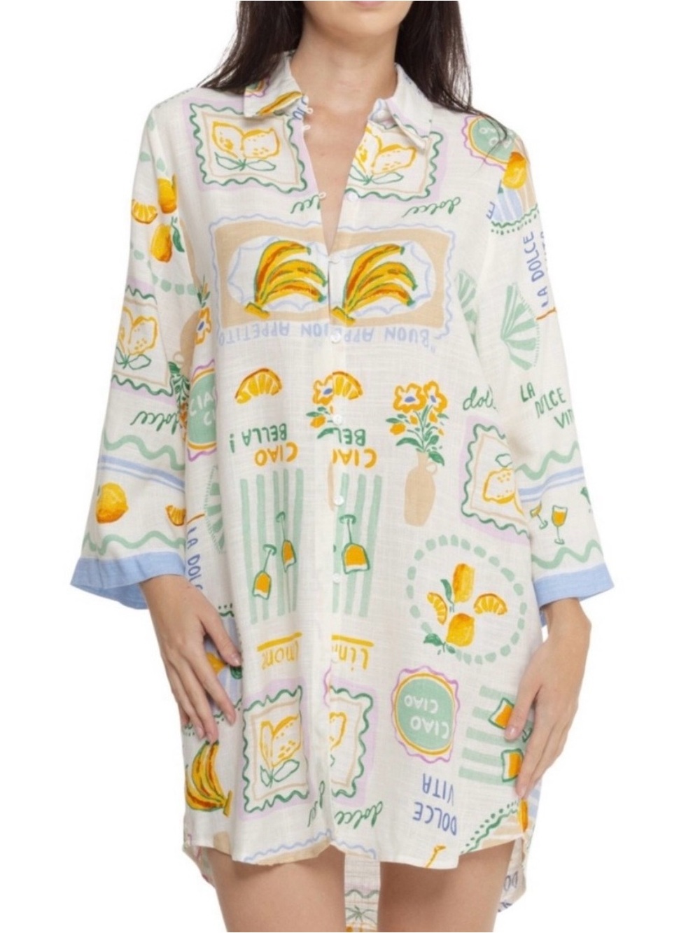 Label of Love “La Dolce Vita” Cover-Up Shirt Dress Women’s SZ S